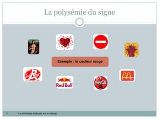 La polysémie du signe




                                              Exemple : la couleur rouge




17   La sémiologie appliquée aux e-mailings
 