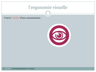 l’ergonomie visuelle

C’est la visibilité d’une communication




33     La sémiologie appliquée aux e-mailings
 