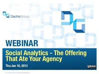 WEBINAR
 Social Analytics - The Offering
 That Ate Your Agency
 Thu Jan 10, 2013
® 2012 Dachis Group. Confidential and Proprietary
                                                    1
 