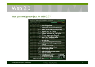 Web 2.0
Was passiert gerade jetzt im Web 2.0?




© DIM Deutsches Institut für Marketing   Workshop Online Marketing   8
 