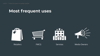 Most frequent uses
FMCG Services Media OwnersRetailers
 