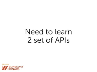 Need to learn
2 set of APIs
 