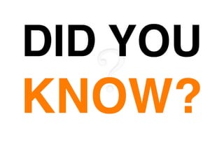 DID YOU
KNOW?
 