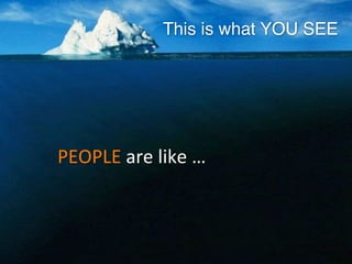 This is what YOU SEE




PEOPLE	
  are	
  like	
  …
 
