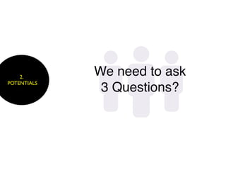 2.
             We need to ask
POTENTIALS
              3 Questions?
 