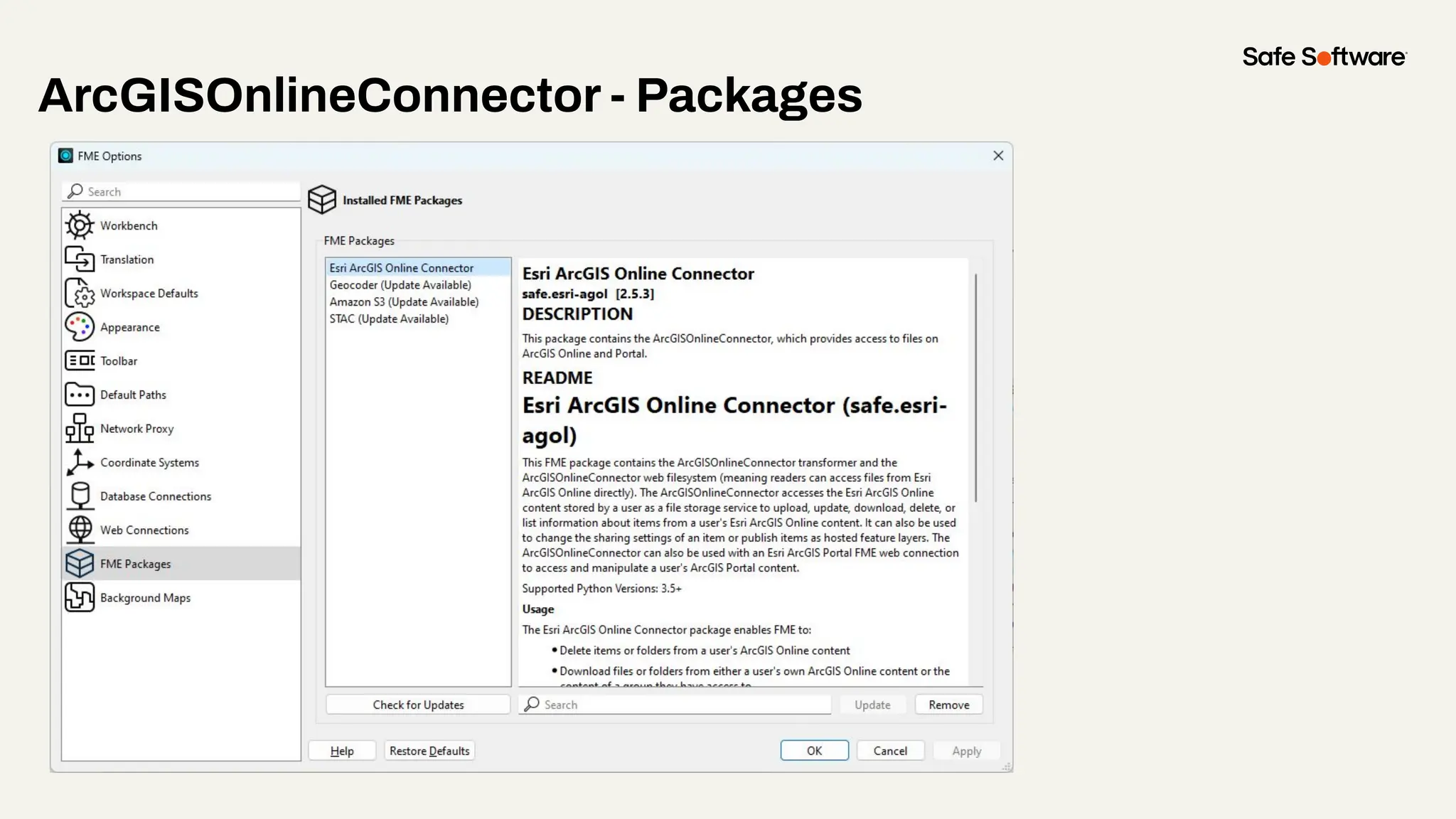 ArcGISOnlineConnector - Packages
 