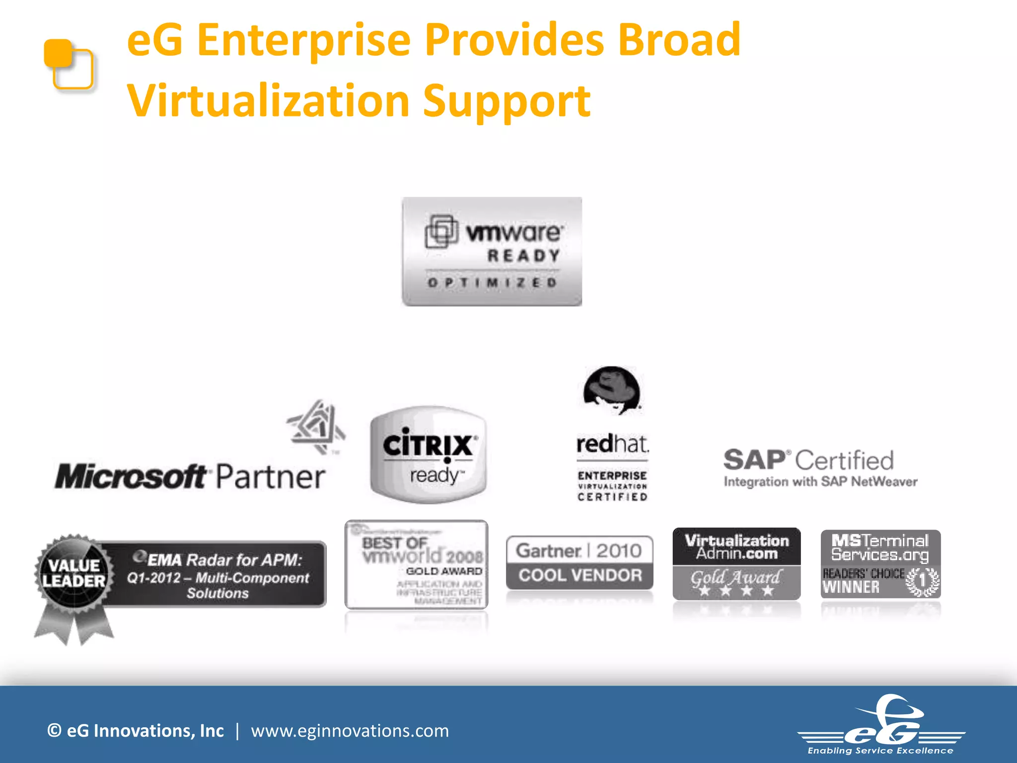 © eG Innovations, Inc | www.eginnovations.com
eG Enterprise Provides Broad
Virtualization Support
 