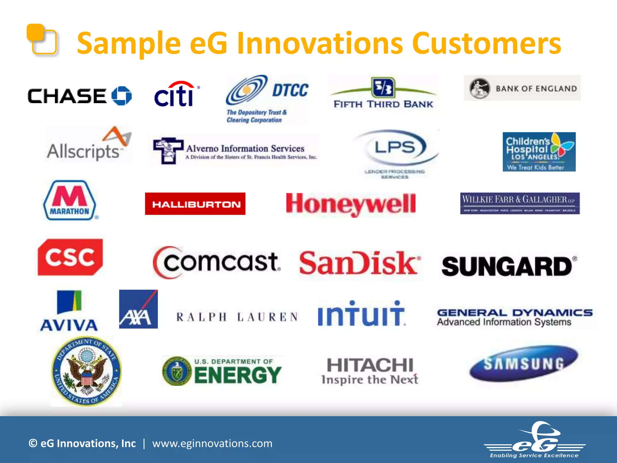 © eG Innovations, Inc | www.eginnovations.com
Sample eG Innovations Customers
 