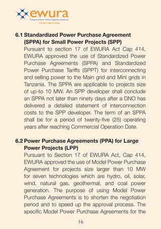 Sppa Statement Renewable Energy Development and Regulatory Framework in Tanzania | PDF