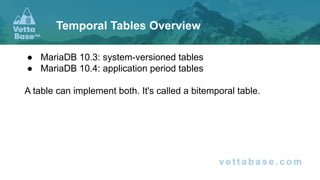 Webinar - MariaDB Temporal Tables: a demonstration | PDF