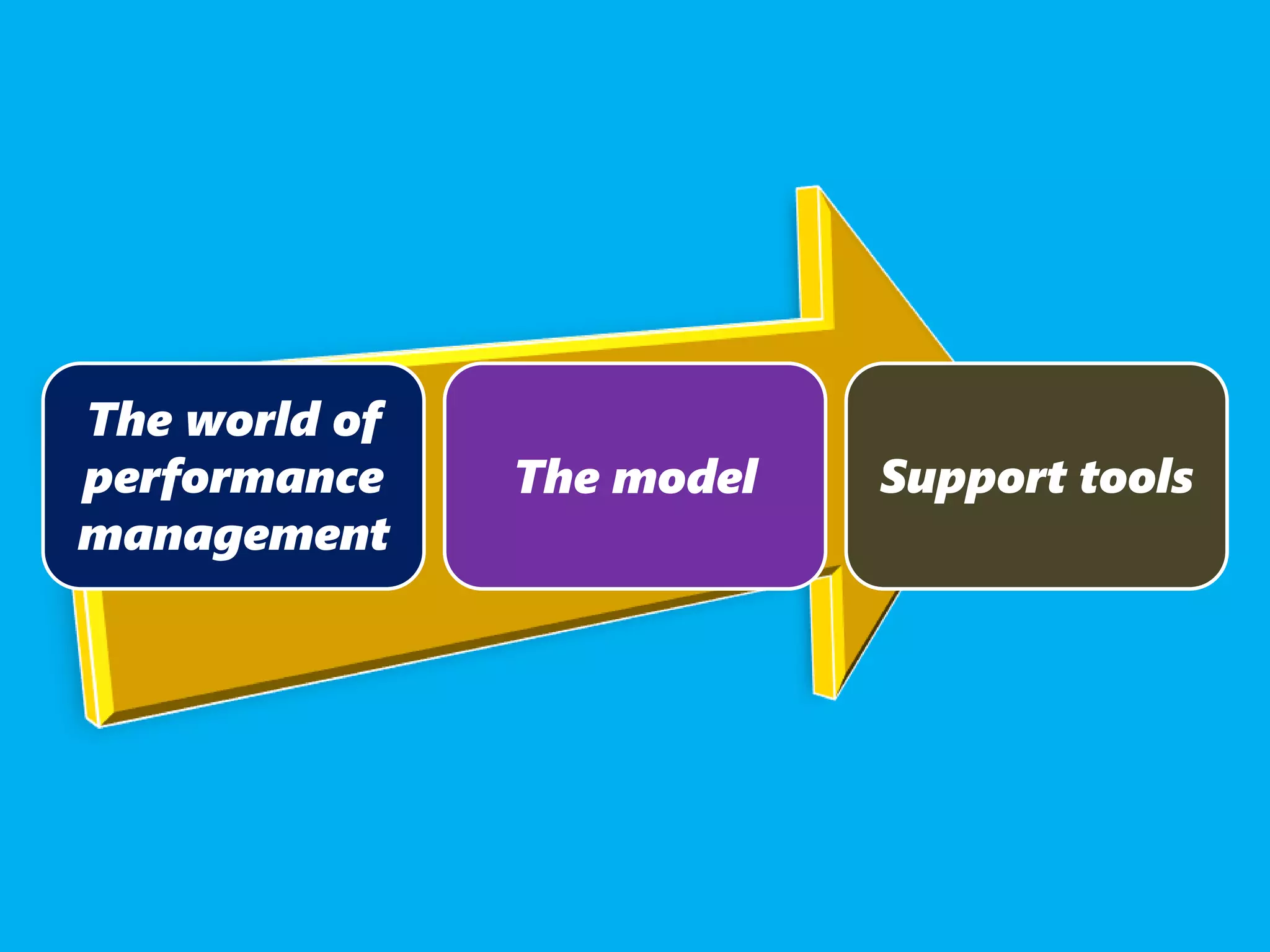 The world of
performance
management
The model Support tools
 