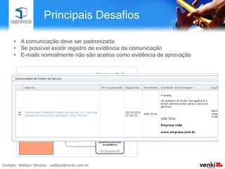 Principais Desafios

A leitura do
diagrama do
processo pode
não ser acessível
para os
colaboradores
envolvidos na
execução.

Necessário educar
e controlar.
 