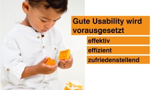 Gute Usability wird
vorausgesetzt
effektiv
efﬁzient
zufriedenstellend
 