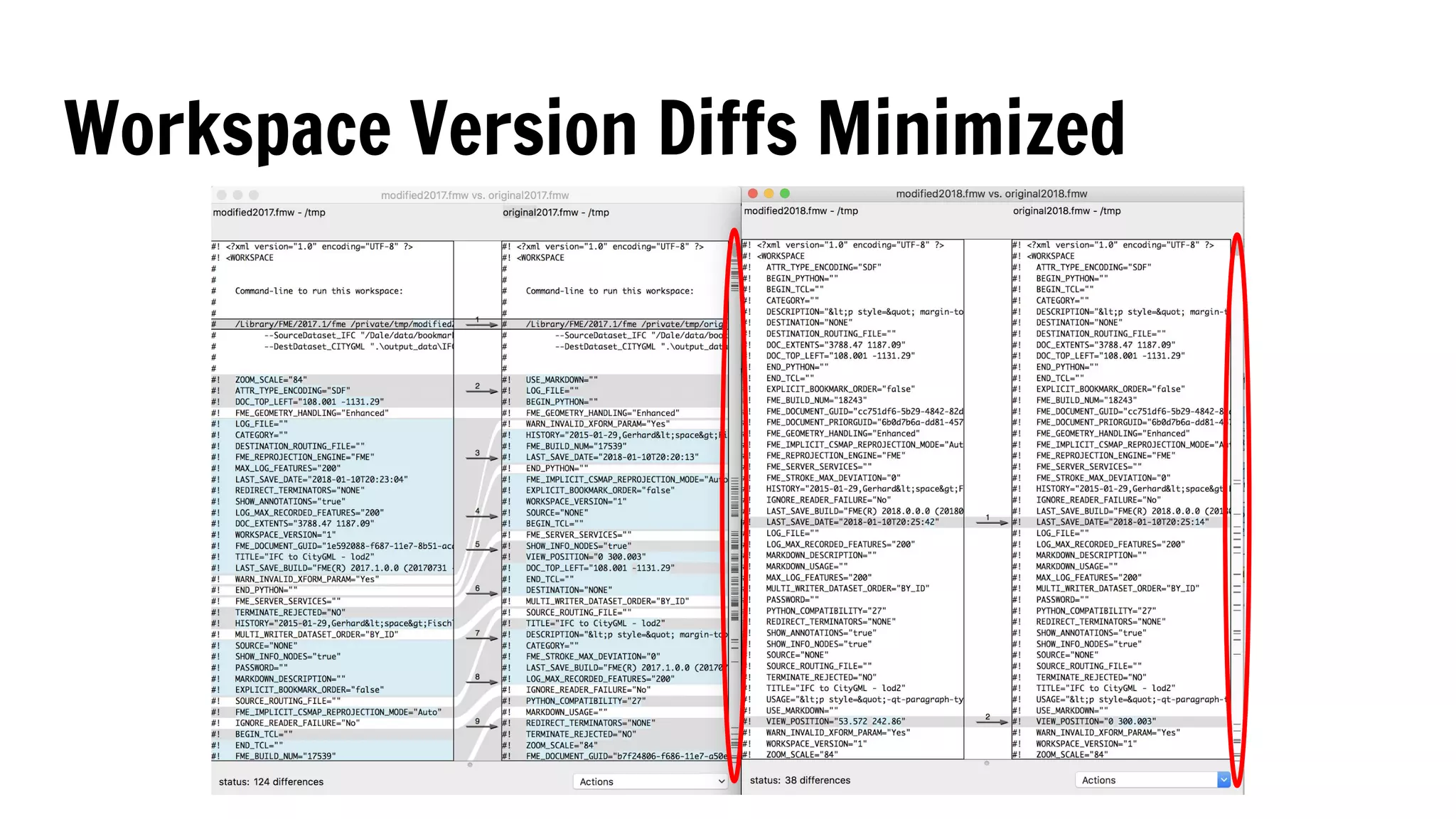 Workspace Version Diffs Minimized
 