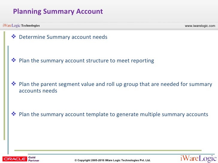 summary account r12 general ledger