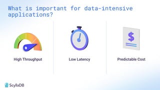 What is important for data-intensive
applications?
High Throughput Low Latency Predictable Cost
 