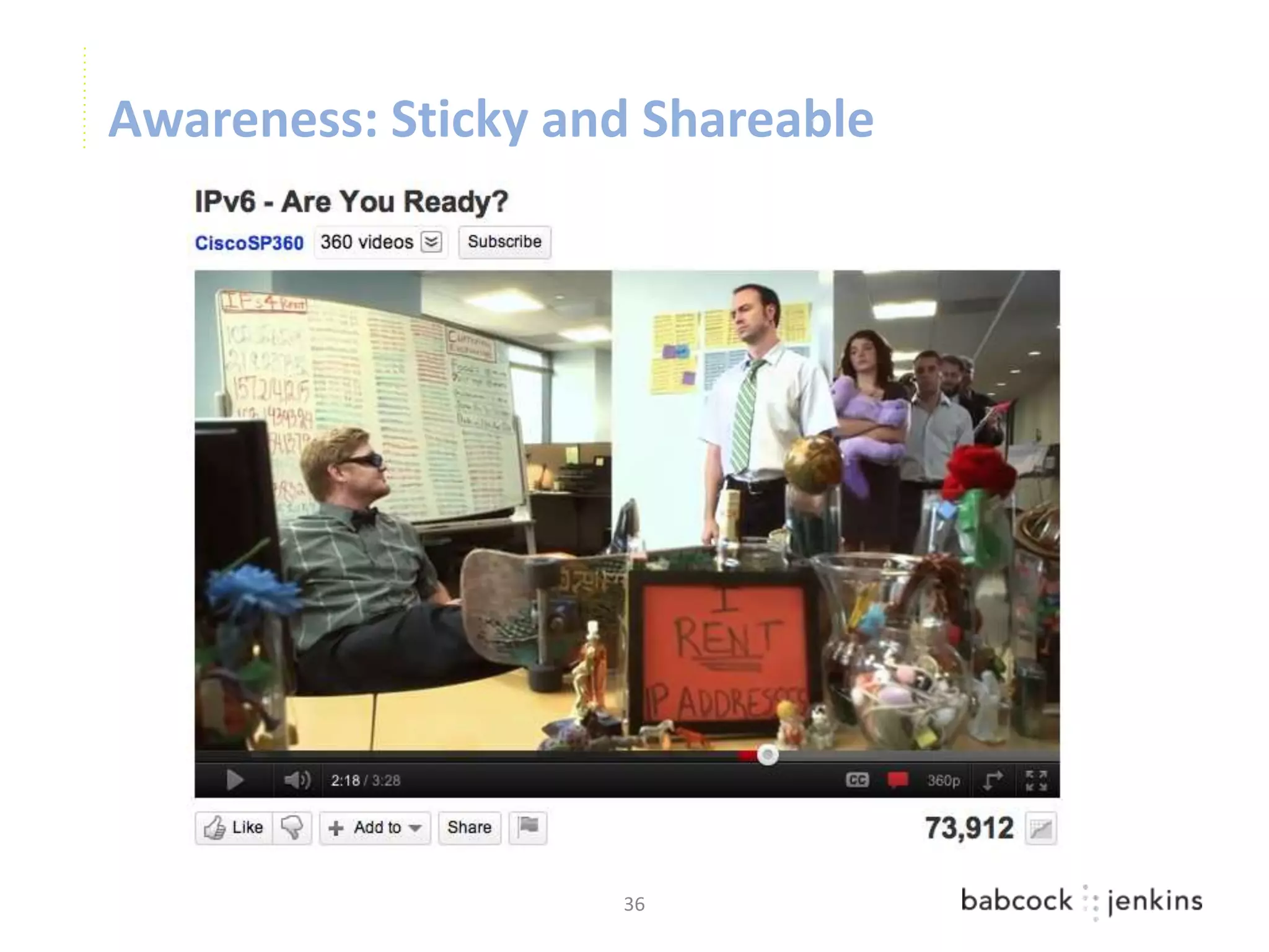 Awareness: Sticky and Shareable




                    36
 