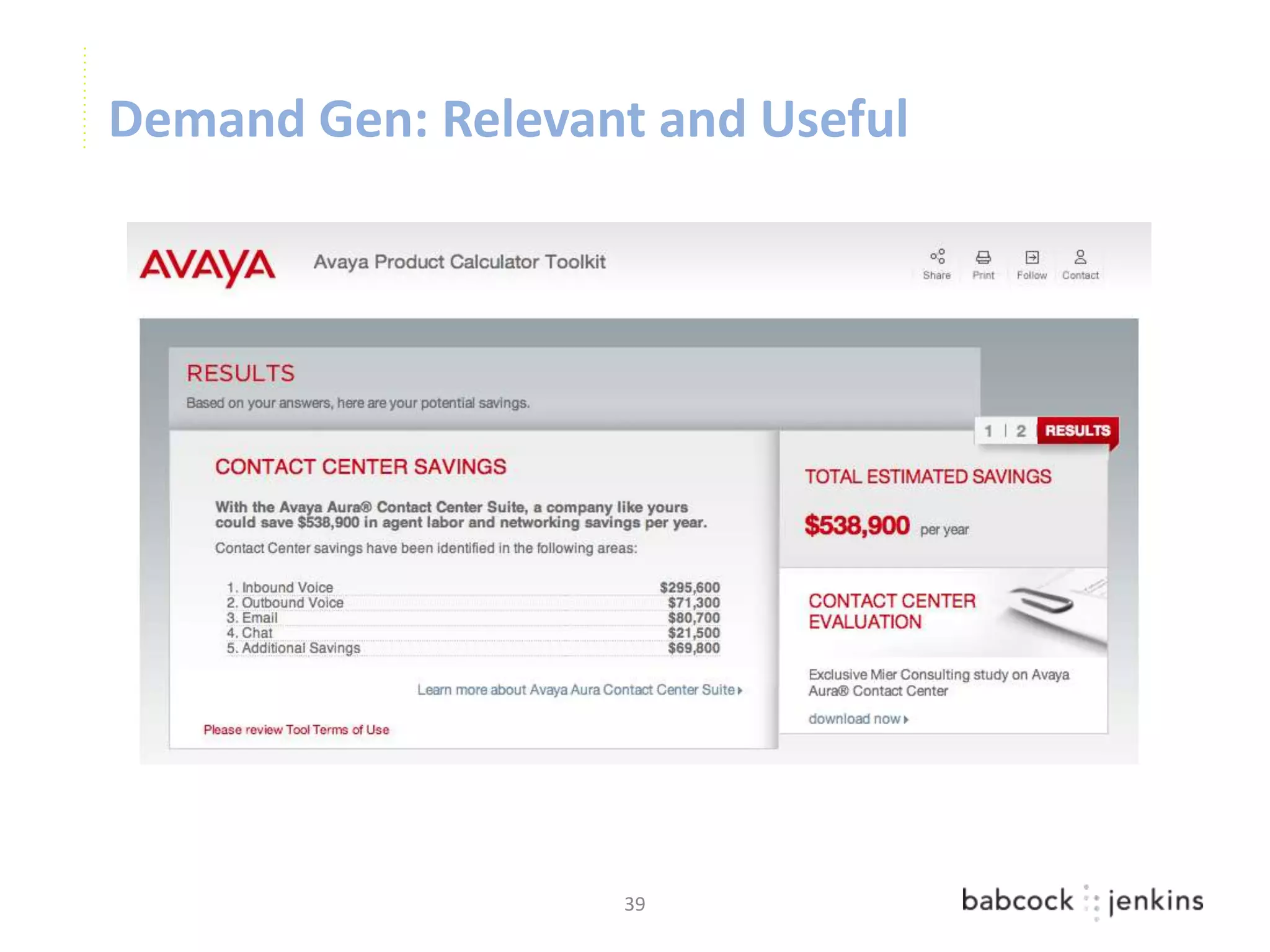 Demand Gen: Relevant and Useful




                   39
 
