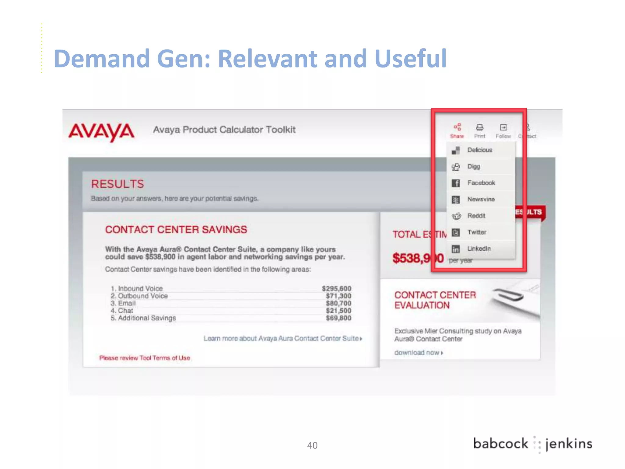 Demand Gen: Relevant and Useful




                   40
 