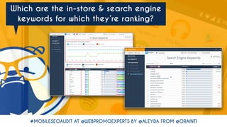 #MOBILESEOAUDIT AT @WEBPROMOEXPERTS BY @ALEYDA FROM @ORAINTI
Which are the in-store & search engine
keywords for which the...
