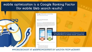 mobile optimization is a Google Ranking Factor  
(for mobile Web search results)
https://googlewebmastercentral.blogspot.c...