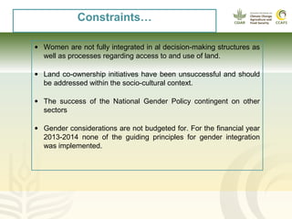 Policy and Gender Analysis: Northern Uganda