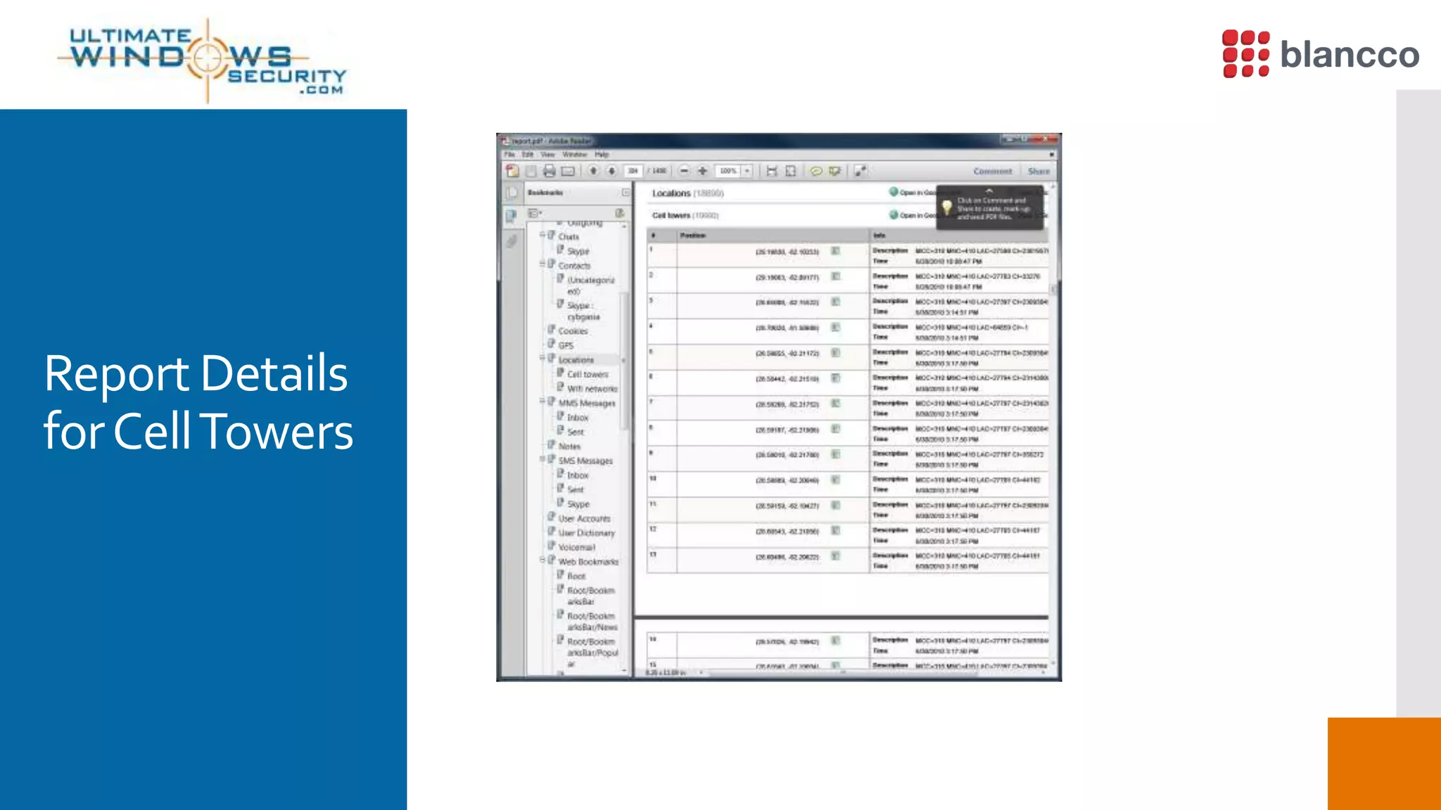 Report Details
forCellTowers
 