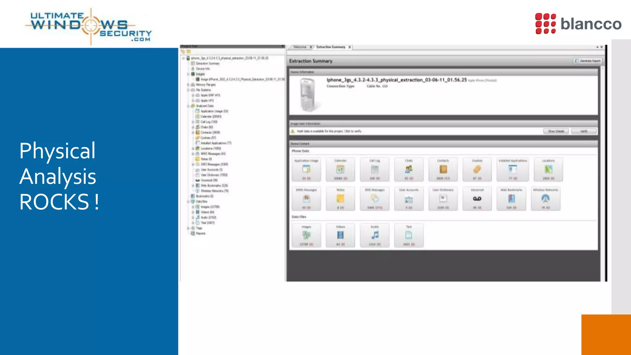 Physical
Analysis
ROCKS !
 