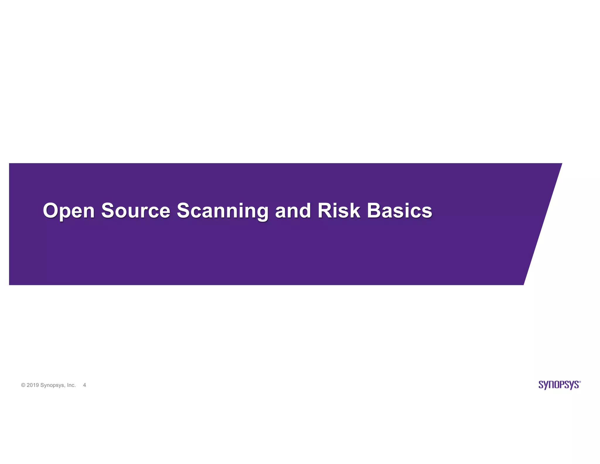 © 2019 Synopsys, Inc. 4
Open Source Scanning and Risk Basics
 