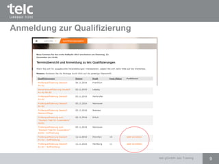 Anmeldung zur Qualifizierung
9telc gGmbH- telc Training
 