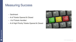 16
#brandwatchtips
© 2015 Brandwatch.com
Measuring Success
– Sentiment
– # of Tickets Opened & Closed
– # of Tickets Handled
– # of High Priority Tickets Opened & Closed
 