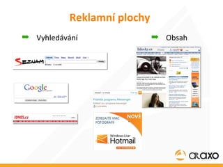 Reklamní plochy Vyhledávání Obsah 