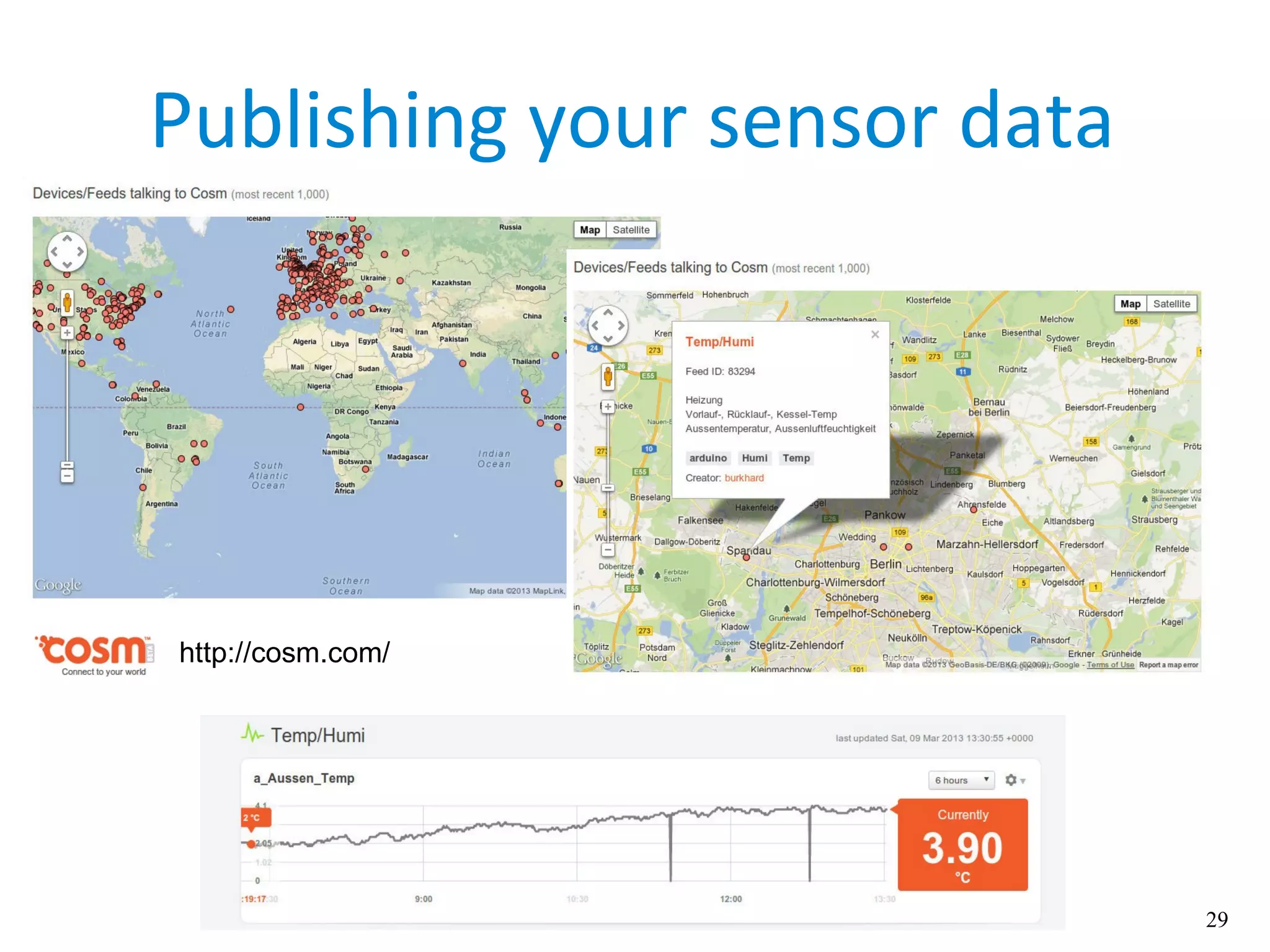29
Publishing your sensor data
http://cosm.com/
 