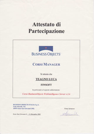 Corso Manager Business Objects