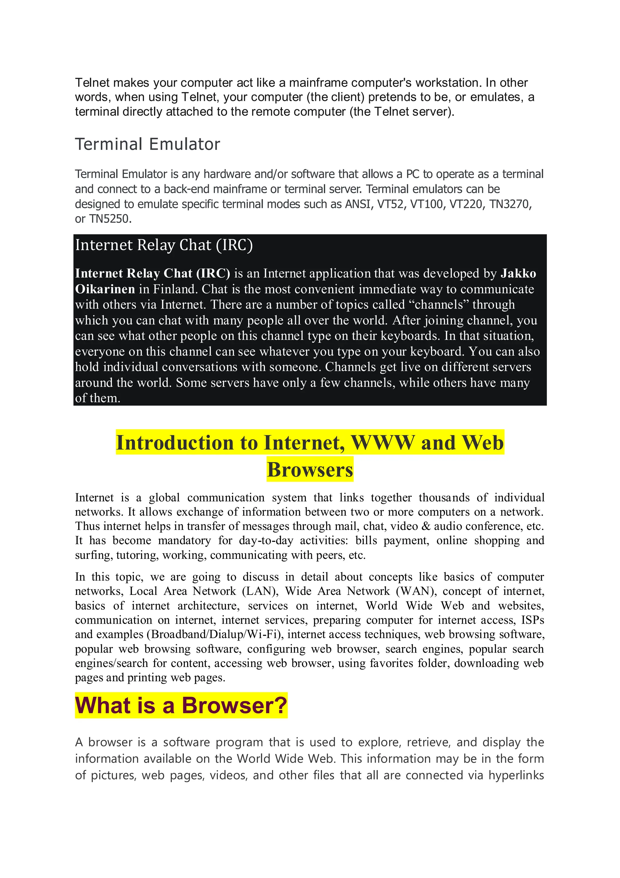 Web and internet technology notes for BCA students | PDF
