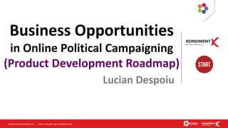 Business Opportunities
 in Online Political Campaigning
(Product Development Roadmap)
                  Lucian Despoiu
 