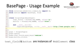 Webium: Page Objects In Python (Eng) | PPTX