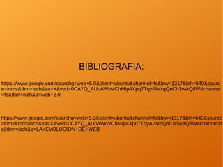 BIBLIOGRAFIA:
https://www.google.com/searchq=web+5.0&client=ubuntu&channel=fs&biw=1317&bih=640&sourc
e=lnms&tbm=isch&sa=X&ved=0CAYQ_AUoAWoVChMIp4Xpq7TqyAIVxqQeCh3wAQ8W#channel
=fs&tbm=isch&q=web+2.0
https://www.google.com/searchq=web+5.0&client=ubuntu&channel=fs&biw=1317&bih=640&source
=lnms&tbm=isch&sa=X&ved=0CAYQ_AUoAWoVChMIp4Xpq7TqyAIVxqQeCh3wAQ8W#channel=f
s&tbm=isch&q=LA+EVOLUCION+DE+WEB
 