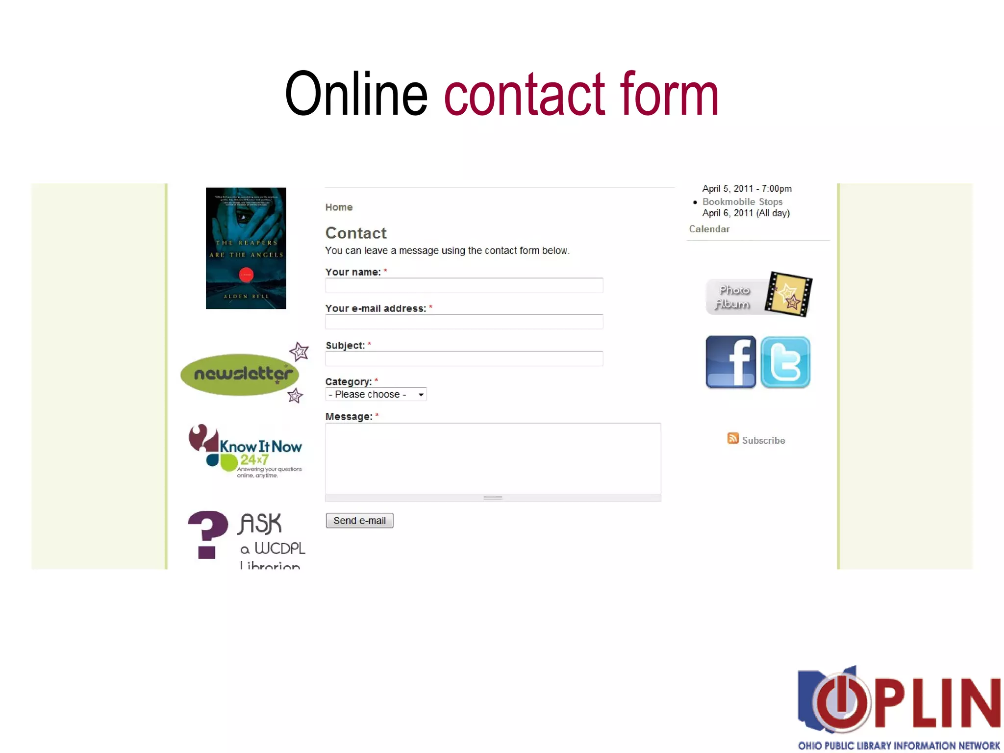 Online  contact form 