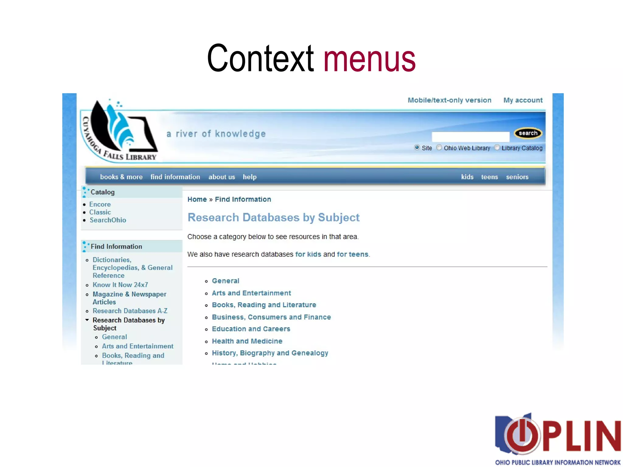 Context  menus 