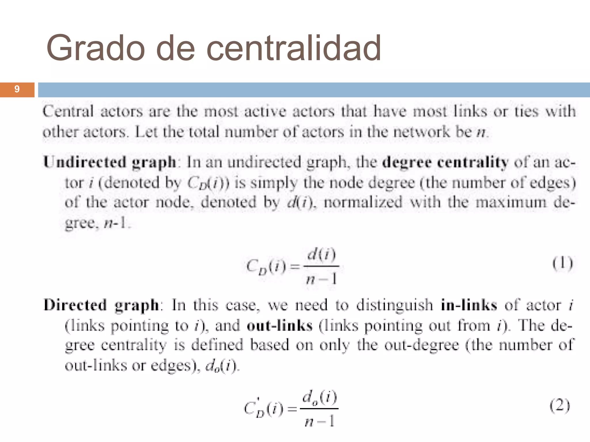 Grado de centralidad
9
 
