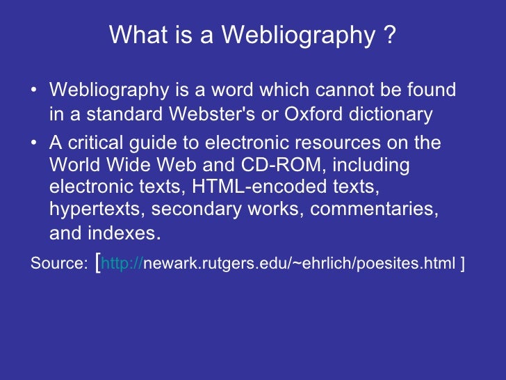 Webliography assignment image