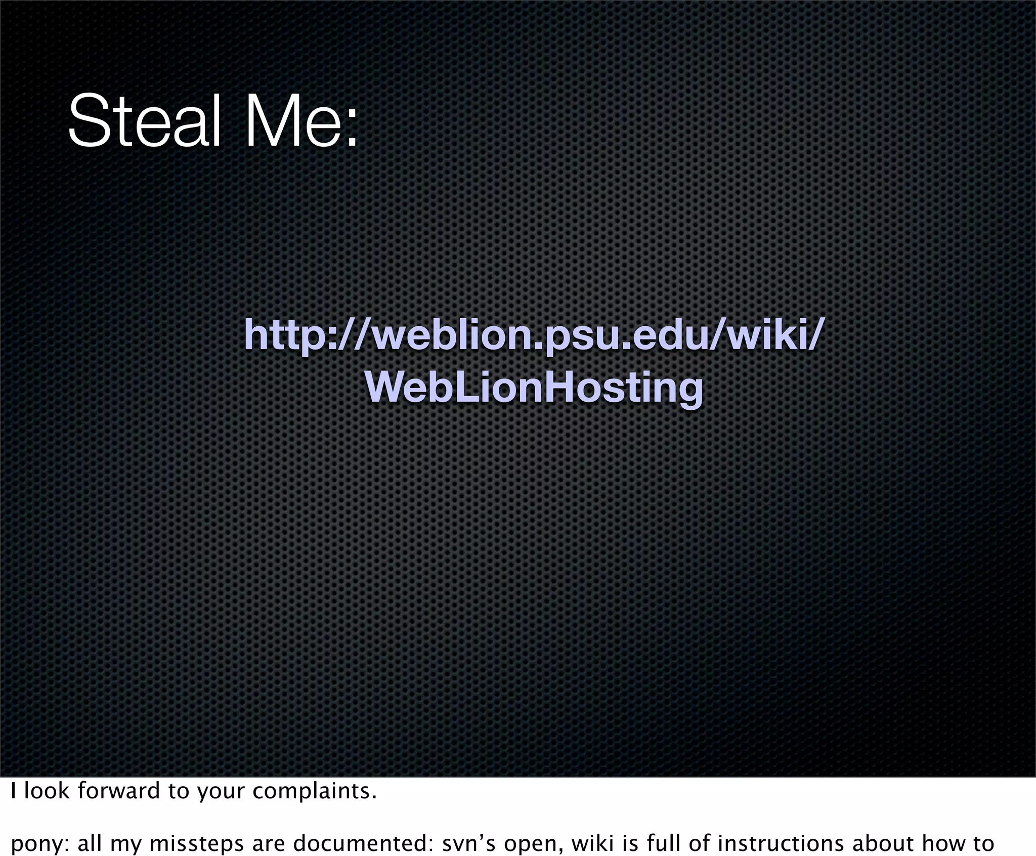 WebLion Hosting Lightning Talk