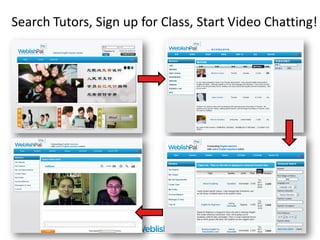 Search Tutors, Sign up for Class, Start Video Chatting!
 
