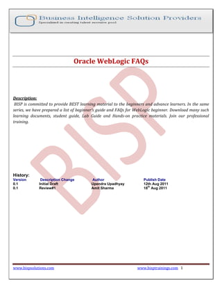 WebLogic FAQs