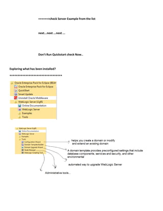 ======>check Server Example from the list



                     next...next ...next ...




                     Don't Run Quickstart check Now..



Exploring what has been installed?

*********************************
 