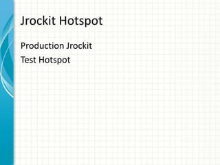 Jrockit Hotspot
Production Jrockit
Test Hotspot
 