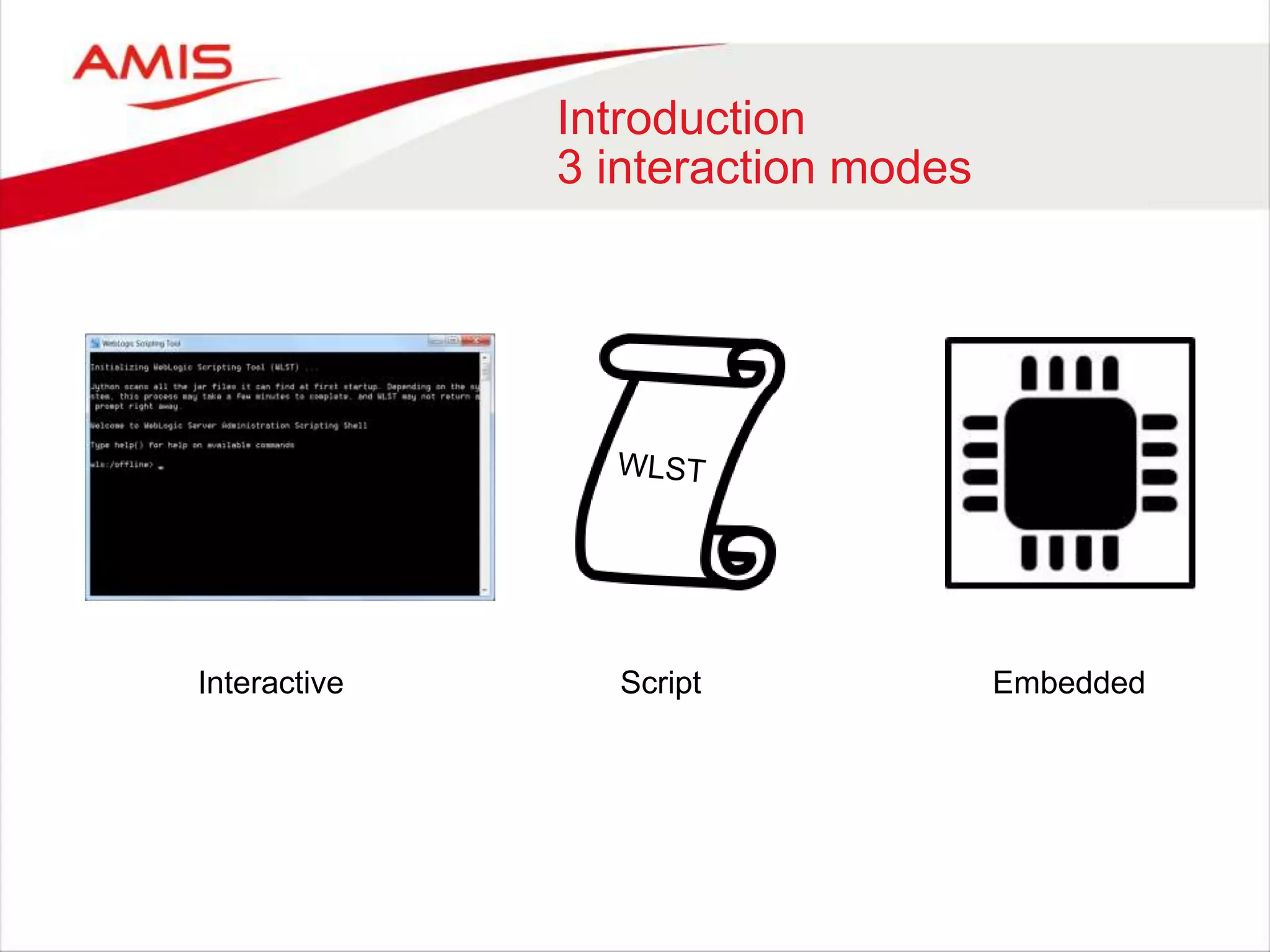 Introduction
3 interaction modes
Interactive Script Embedded
 