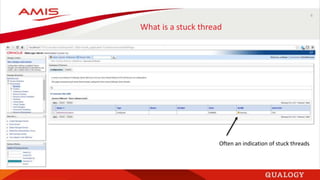 6
What is a stuck thread
Often an indication of stuck threads
 