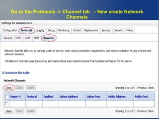 Go to the Protocols -> Channel tab → New create Network
Channels
 